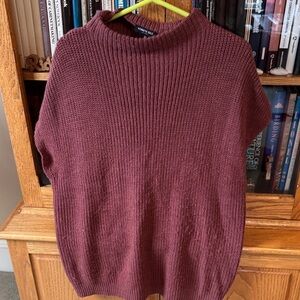 Kenneth Cole New York Ribbed Mock Neck Sweater - Burgundy
